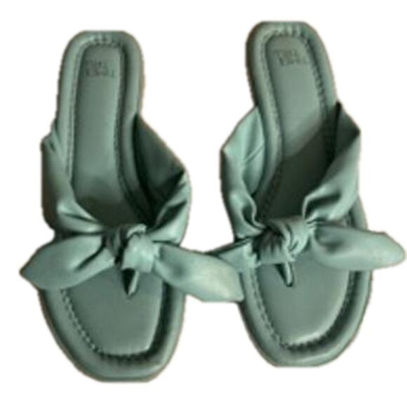Minimalist Sage Green Knot Slide Sandals Time and Tru Women’s 8 - Picture 2 of 7